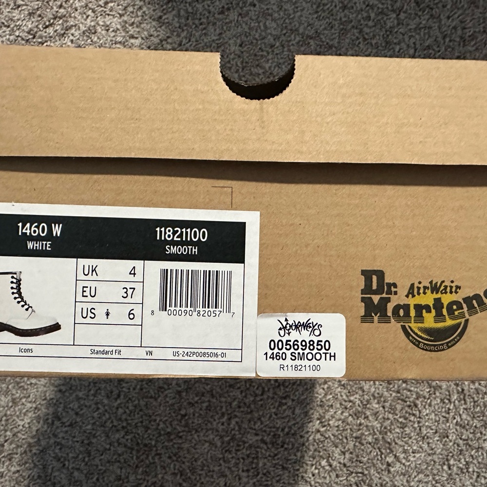 Dr. Martens 1460 Smooth White Leather Lace-Up Boots